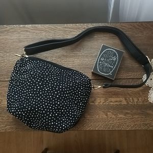 Rhinestone black and gold crossbody purse new